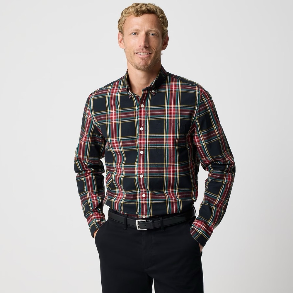 NEW J.Crew Holiday‎ Stewart tartan flex casual shirt Button Up Men’s Size S NWOT
